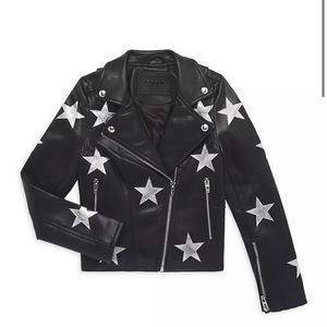 BLANKNYC girls vegan leather star patch Moro jacket size XL